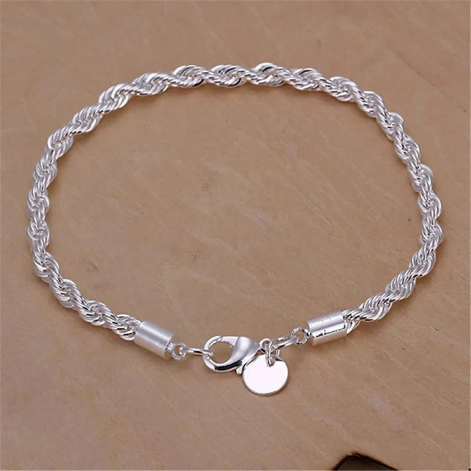 Sterling Silver 4mm Rope Bracelet