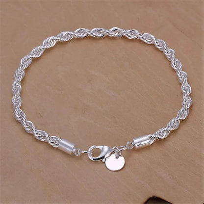 Sterling Silver 4mm Rope Bracelet