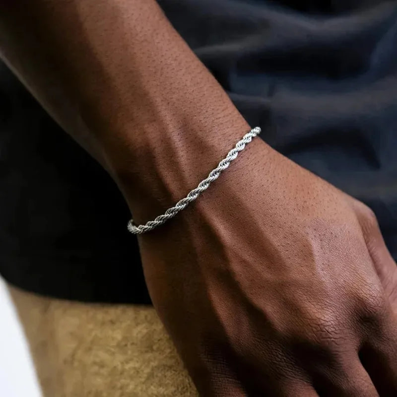 Sterling Silver 4mm Rope Bracelet